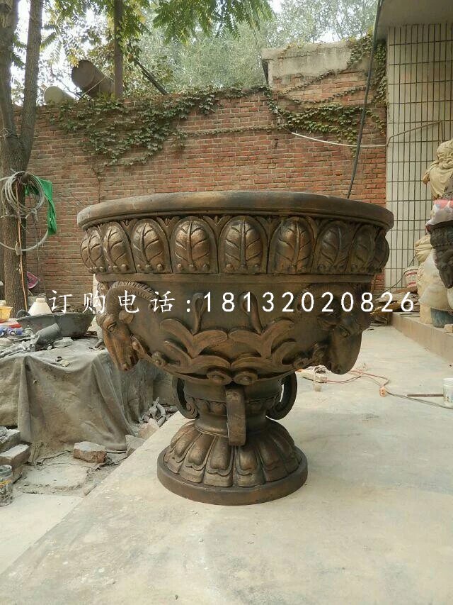 歐式花盆，玻璃鋼仿銅雕塑
