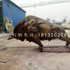 玻璃鋼開荒牛雕塑，仿銅動(dòng)物雕塑