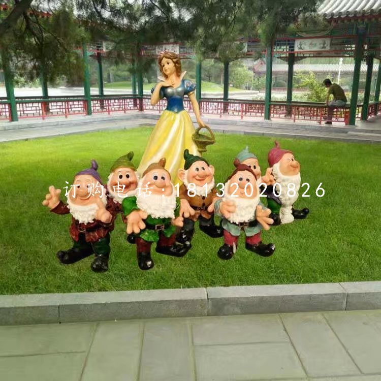 卡通人物雕塑，白雪公主與小矮人雕塑