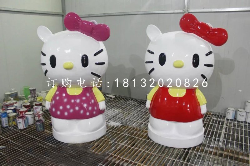 玻璃鋼hello kitty雕塑，卡通雕塑