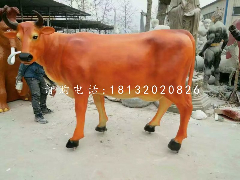 玻璃鋼黃牛，動(dòng)物雕塑