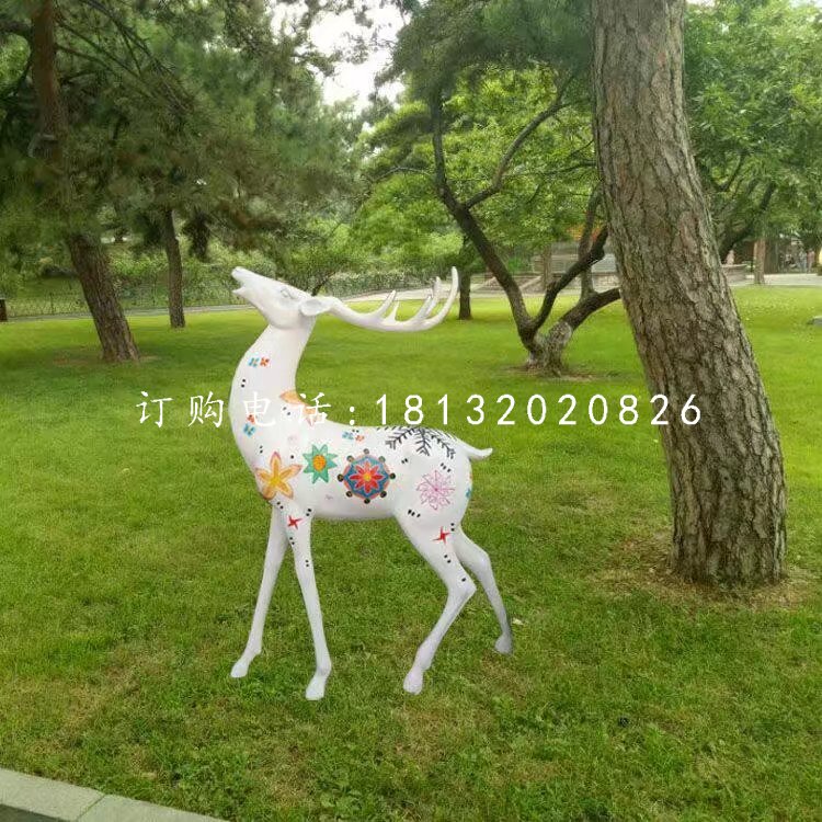 彩繪小鹿雕塑，玻璃鋼動物擺件 (4)