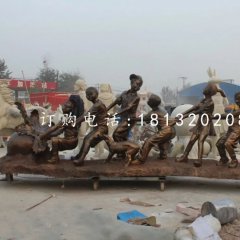 拔蘿卜雕塑，玻璃鋼仿銅小品雕塑