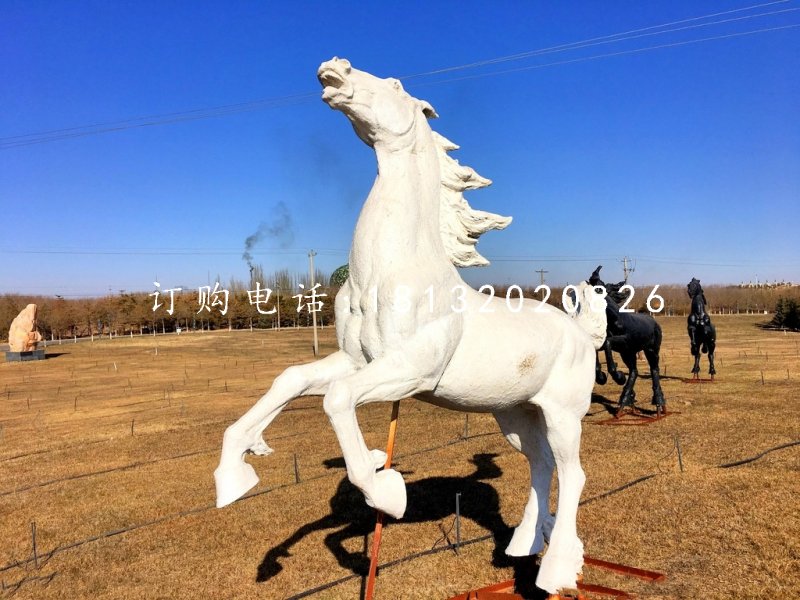 白馬雕塑，玻璃鋼動物雕塑 (1)