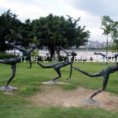 奔跑的小女孩銅雕，公園景觀銅雕