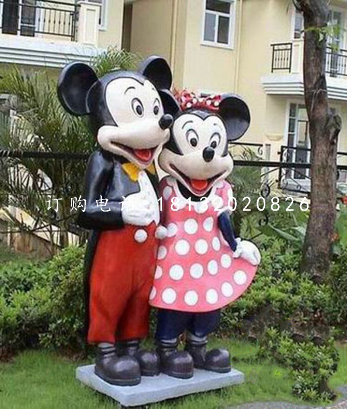 玻璃鋼米奇米妮，公園卡通雕塑