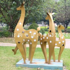 抽象梅花鹿，不銹鋼動(dòng)物雕塑