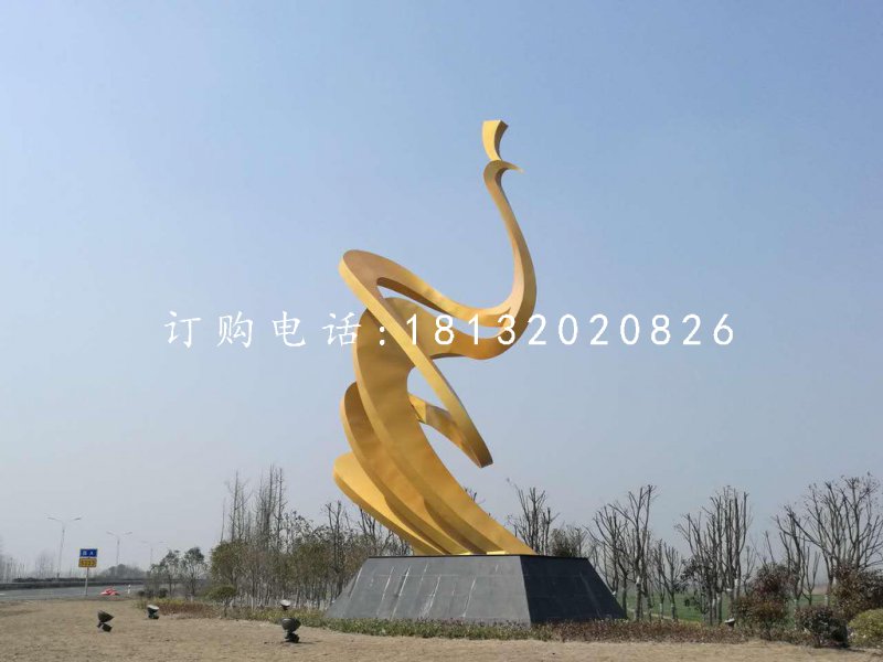 抽象孔雀雕塑，不銹鋼景觀雕塑