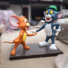 湯姆貓杰瑞鼠雕塑，卡通玻璃鋼雕塑