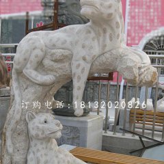 金錢(qián)豹雕塑，街邊動(dòng)物石雕