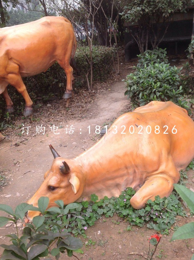 玻璃鋼黃牛,公園動物雕塑