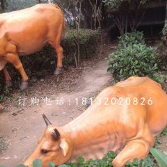 玻璃鋼黃牛，公園動(dòng)物雕塑
