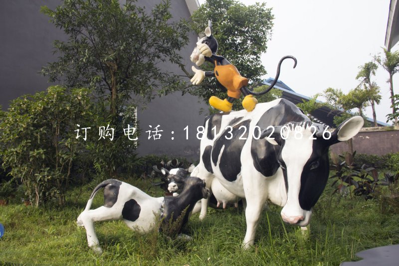 玻璃鋼奶牛雕塑,公園動(dòng)物雕塑