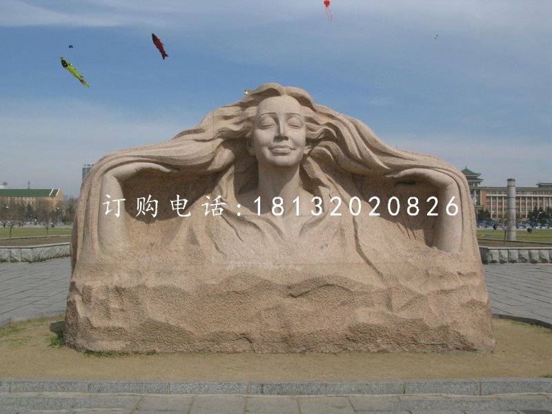 美女石雕，砂巖人物雕塑