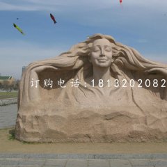 美女石雕，砂巖人物雕塑