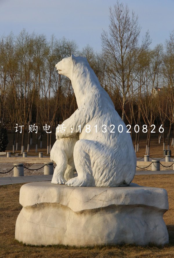母子北極熊雕塑，玻璃鋼動物雕塑
