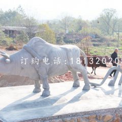 牛耕地石雕，廣場景觀石雕
