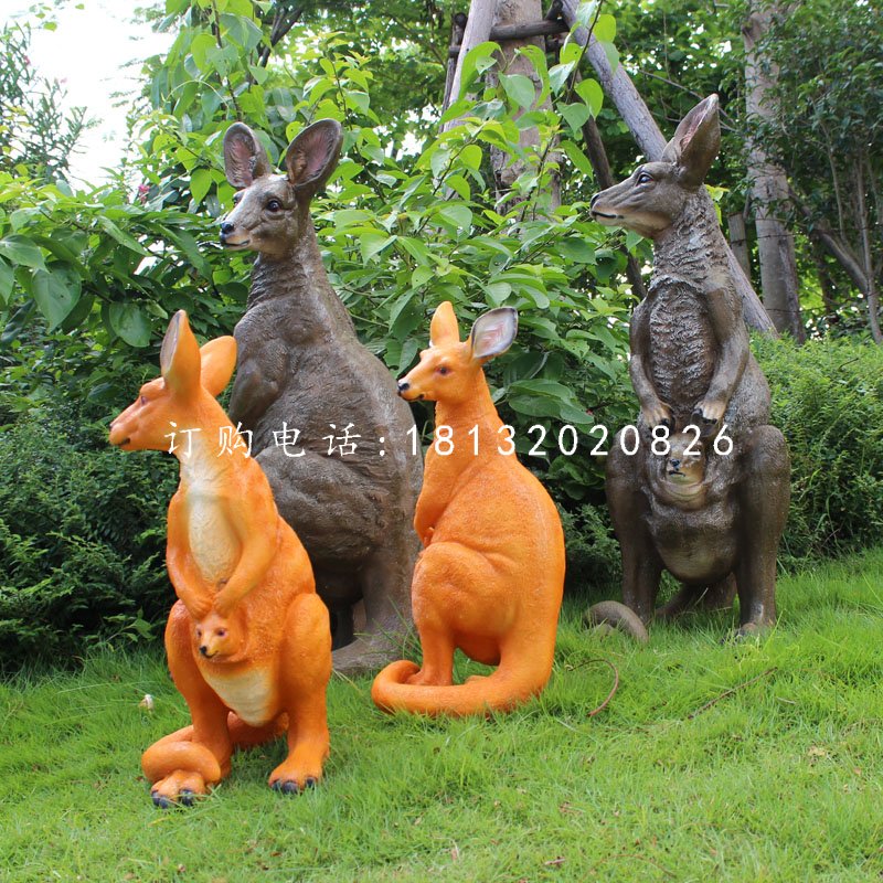公園袋鼠雕塑，玻璃鋼動(dòng)物