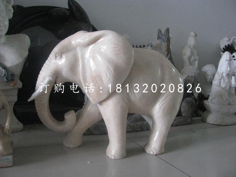 漢白玉小象，小型象雕塑