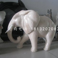 漢白玉小象，小型象雕塑
