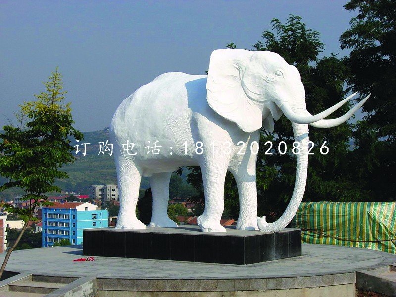 白色大象雕塑,玻璃鋼動(dòng)物