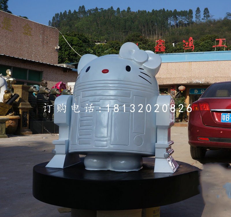 玻璃鋼機器凱蒂貓雕塑，卡通雕塑 