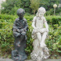 玻璃鋼人物雕塑，小孩看書(shū)雕塑