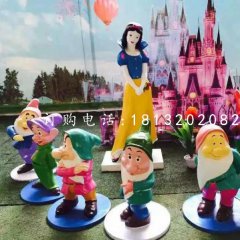 七個(gè)小矮人與白雪公主雕塑，卡通人物