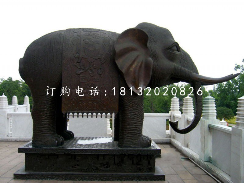 銅雕大象，寺廟銅大象雕塑