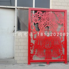 戲曲臉譜雕塑，不銹鋼剪紙雕塑