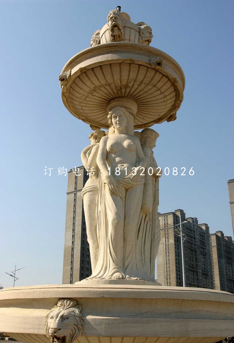 西方人物石噴泉,廣場(chǎng)景觀石雕
