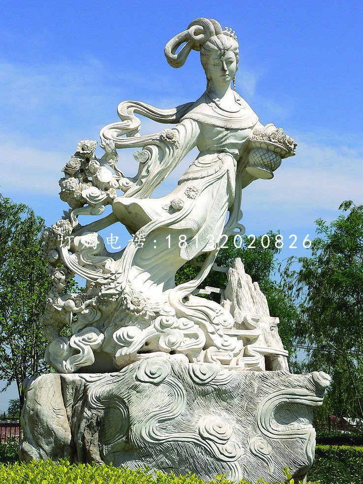 天女散花石雕,公園仙女雕塑