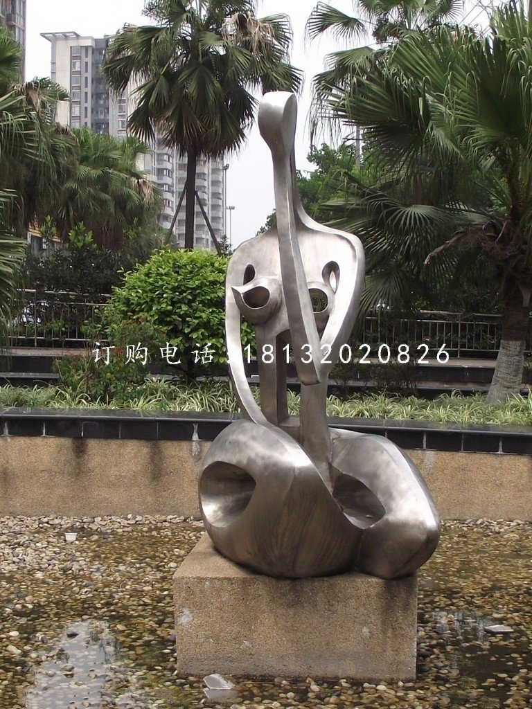 抽象女人雕塑，不銹鋼抽象人物
