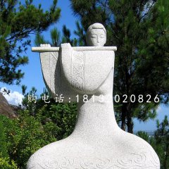 吹笛子雕塑，抽象古代美女雕塑
