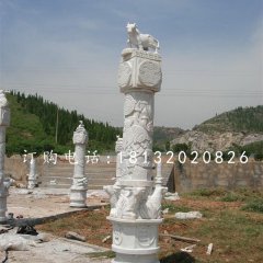 十二生肖柱石雕，漢白玉柱子
