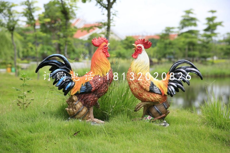 玻璃鋼公雞雕塑,公園動(dòng)物雕塑 (1)