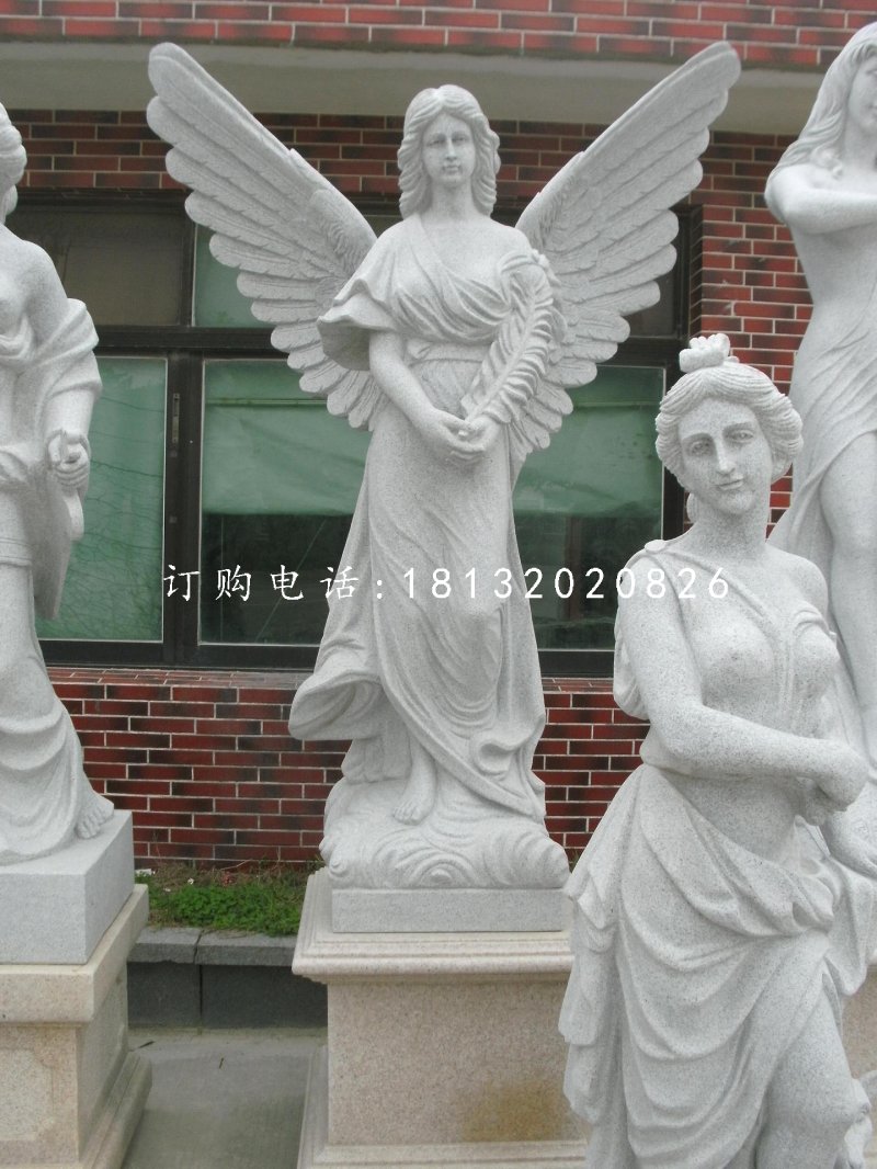 天使石雕，漢白玉西方人物