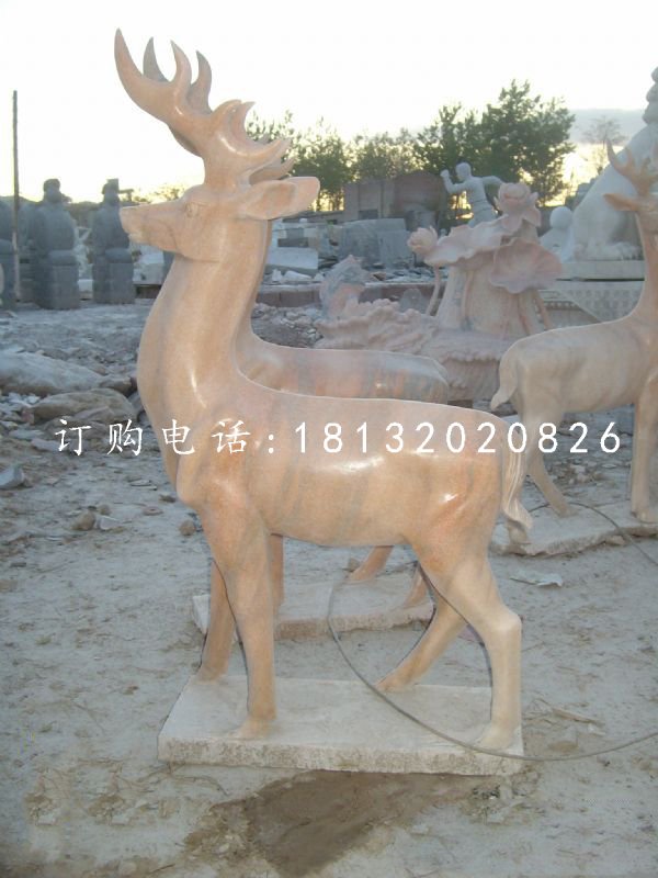 晚霞紅小鹿，動(dòng)物石雕