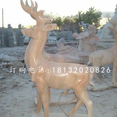 晚霞紅小鹿，動(dòng)物石雕