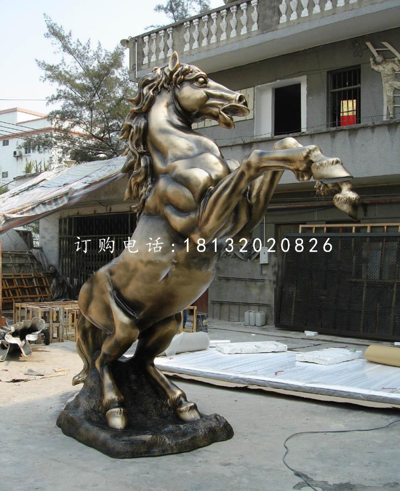 玻璃鋼仿銅立馬，廣場動(dòng)物雕塑