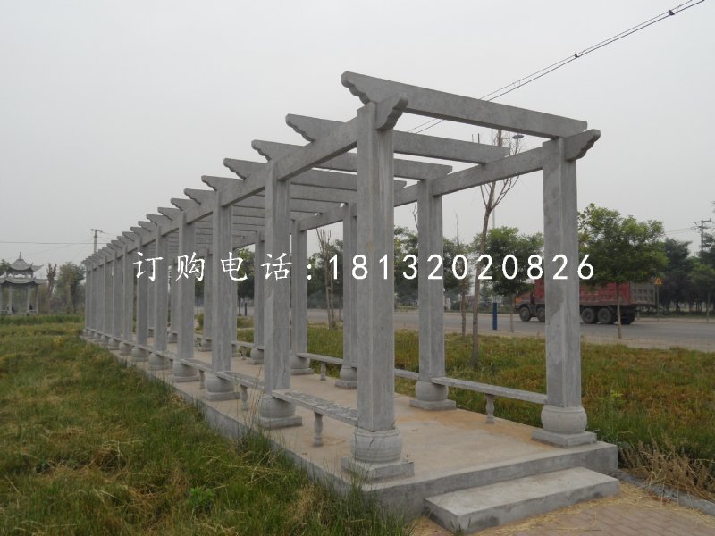 青石長廊，公園景觀石雕