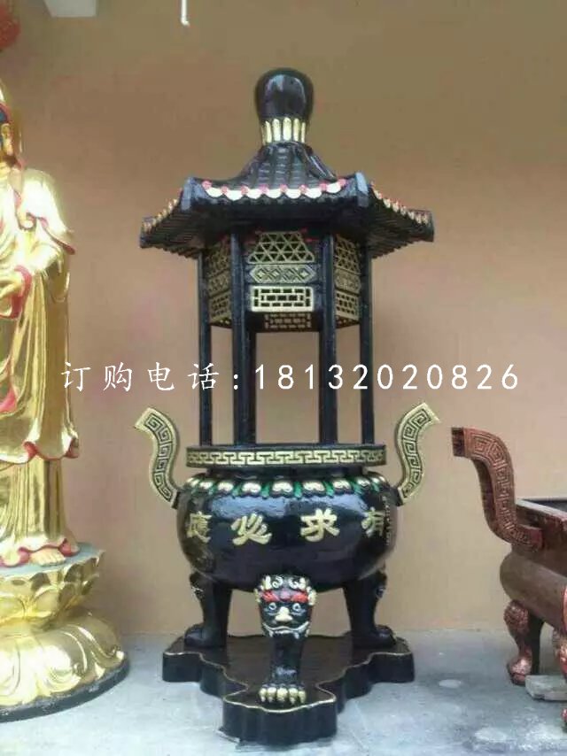 有求必應(yīng)香爐雕塑，寺廟銅香爐