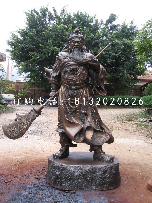 紫銅關(guān)公雕塑，武財(cái)神銅雕