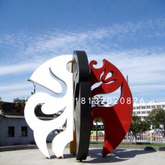 抽象臉譜雕塑，廣場不銹鋼雕塑