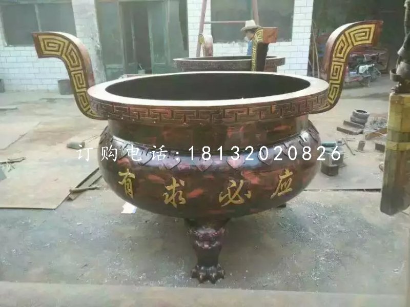 圓形香爐，寺廟三足銅香爐