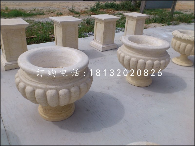 花缽石雕，小型石花盆