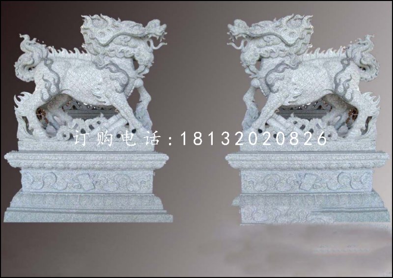 花崗巖麒麟雕塑，神獸石雕