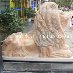 趴著的獅子雕塑，西洋獅石雕