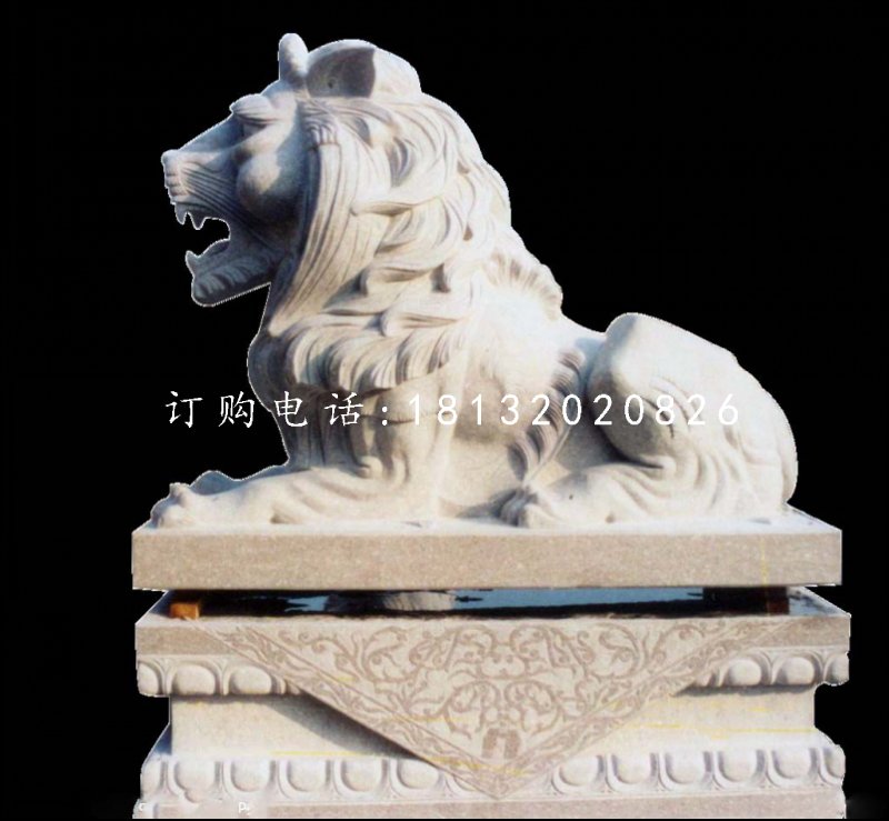 趴著的獅子石雕，歐式獅子雕塑