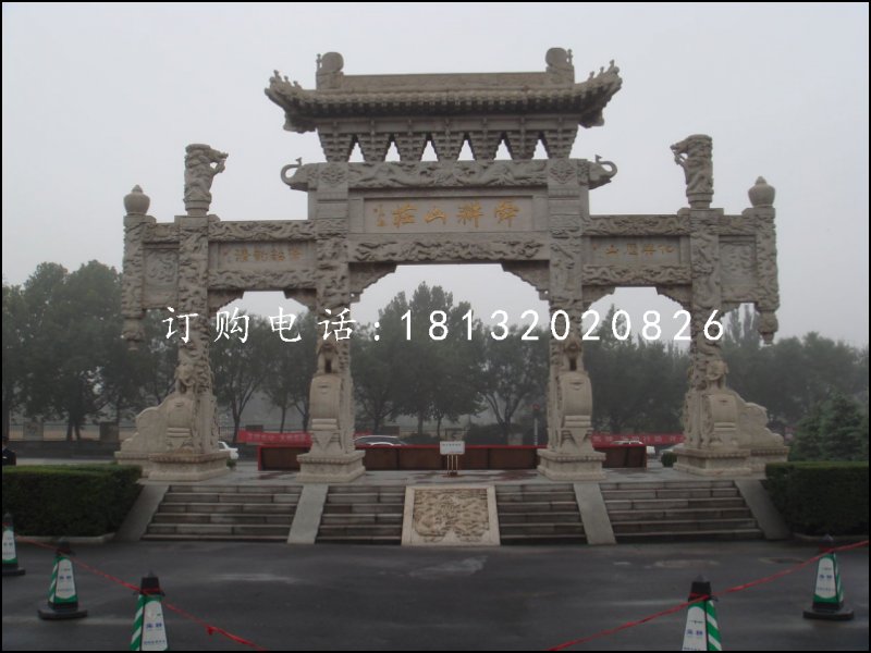 牌坊石雕，廣場(chǎng)石牌樓